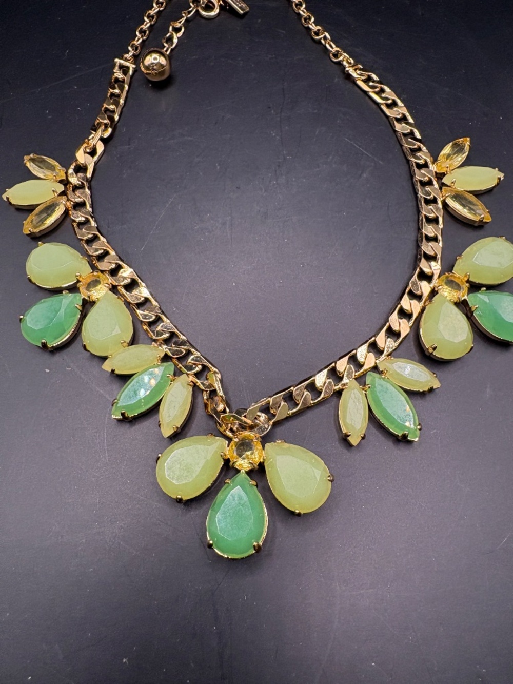 Kate Spade Garden of Paradise Green Crystal Gold Plated Necklace 17" - Picture 8 of 8